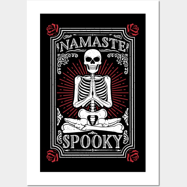 Namaste Spooky Halloween Yoga Skeleton Wall Art by Wasabi Snake